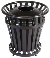 Rubbermaid - 20 Gal Black Round Trash Can - Steel, 27-1/2" High - Makers Industrial Supply