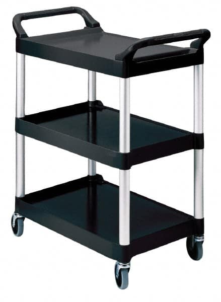 Rubbermaid - 200 Lb Capacity, 18-5/8" Wide x 33-5/8" Long x 37-3/4" High Standard Utility Cart - 3 Shelf, Plastic, Swivel Casters - Makers Industrial Supply