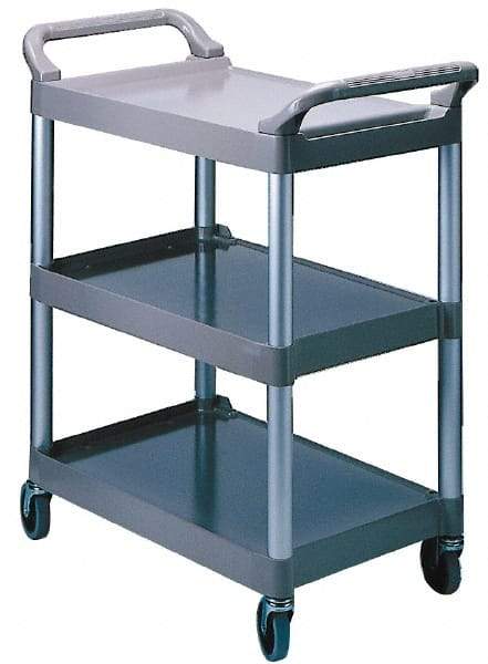 Rubbermaid - 200 Lb Capacity, 18-5/8" Wide x 33-5/8" Long x 37-3/4" High Standard Utility Cart - 3 Shelf, Plastic, Swivel Casters - Makers Industrial Supply