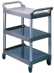 Rubbermaid - 200 Lb Capacity, 18-5/8" Wide x 33-5/8" Long x 37-3/4" High Standard Utility Cart - 3 Shelf, Plastic, Swivel Casters - Makers Industrial Supply