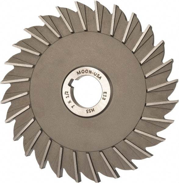 Made in USA - 7" Diam x 1/2" Width of Cut, 28 Teeth, High Speed Steel Side Milling Cutter - Straight Teeth, Uncoated - Makers Industrial Supply