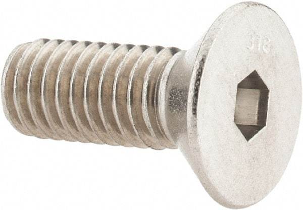 Value Collection - 3/8-16 UNC Hex Socket Drive, 82° Flat Screw - Grade 316 Stainless Steel, 1" OAL - Makers Industrial Supply