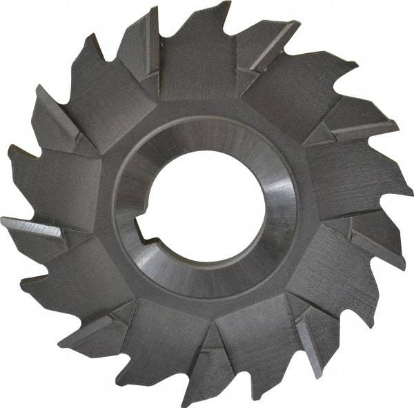 Made in USA - 3-1/2" Diam x 1/4" Width of Cut, 18 Teeth, High Speed Steel Side Milling Cutter - Staggered Teeth, Uncoated - Makers Industrial Supply