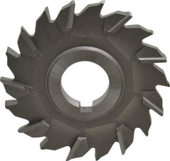 Made in USA - 3-1/2" Diam x 3/8" Width of Cut, 18 Teeth, High Speed Steel Side Milling Cutter - Staggered Teeth, Uncoated - Makers Industrial Supply