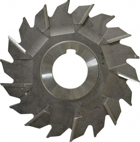 Made in USA - 4" Diam x 1/4" Width of Cut, 18 Teeth, High Speed Steel Side Milling Cutter - Staggered Teeth, Uncoated - Makers Industrial Supply