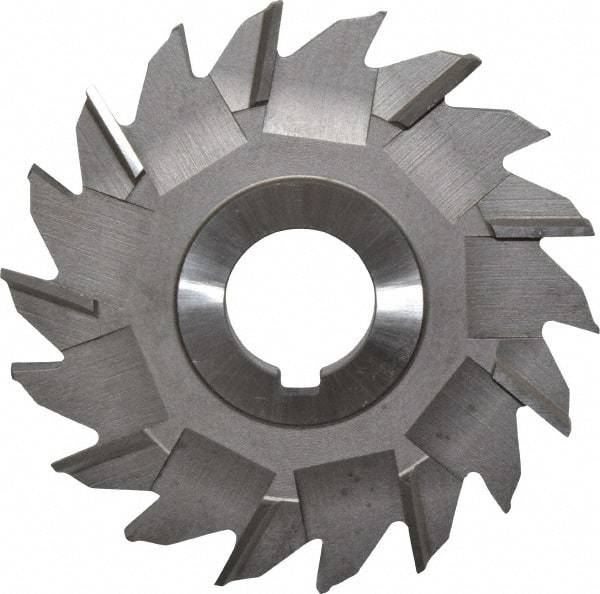 Made in USA - 4" Diam x 5/16" Width of Cut, 18 Teeth, High Speed Steel Side Milling Cutter - Staggered Teeth, Uncoated - Makers Industrial Supply