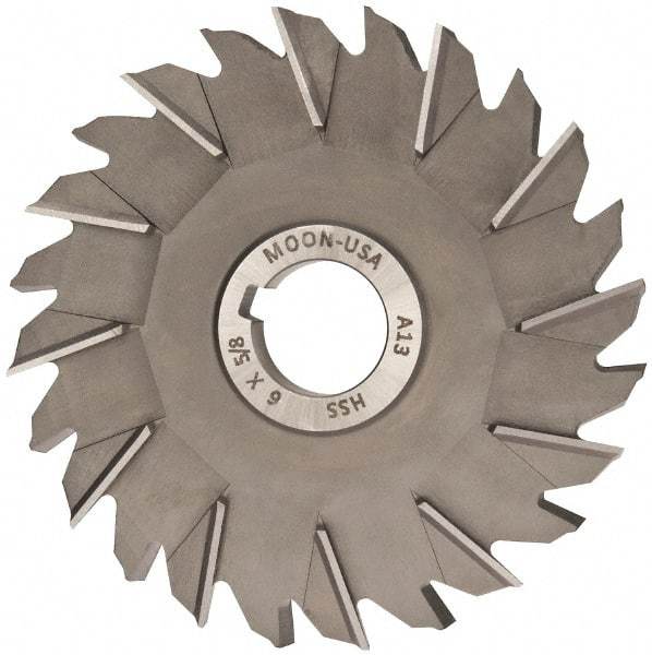 Made in USA - 6" Diam x 5/8" Width of Cut, 24 Teeth, High Speed Steel Side Milling Cutter - Staggered Teeth, Uncoated - Makers Industrial Supply