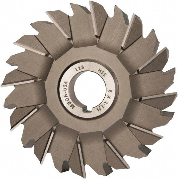 Made in USA - 6" Diam x 1-1/4" Width of Cut, 24 Teeth, High Speed Steel Side Milling Cutter - Staggered Teeth, Uncoated - Makers Industrial Supply