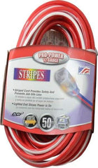 Southwire - 50', 12/3 Gauge/Conductors, Red/White Outdoor Extension Cord - 1 Receptacle, 15 Amps, 125 VAC, UL SJTW, NEMA 5-15P, 5-15R - Makers Industrial Supply