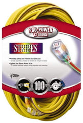 Southwire - 100', 12/3 Gauge/Conductors, Yellow/Purple Outdoor Extension Cord - 1 Receptacle, 15 Amps, 125 VAC, UL SJTW, NEMA 5-15P, 5-15R - Makers Industrial Supply