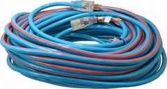 Southwire - 100', 12/3 Gauge/Conductors, Blue/Red Outdoor Extension Cord - 1 Receptacle, 15 Amps, 125 VAC, UL SJTW, NEMA 5-15P, 5-15R - Makers Industrial Supply