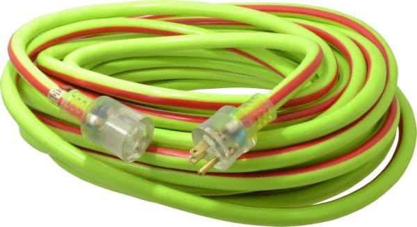 Southwire - 50', 10/3 Gauge/Conductors, Green/Red Outdoor Extension Cord - 1 Receptacle, 15 Amps, 125 VAC, UL SJTW, NEMA 5-15P, 5-15R - Makers Industrial Supply