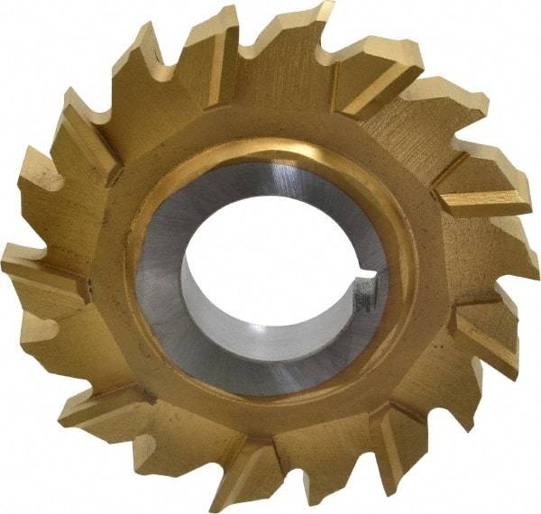 Made in USA - 3" Diam x 1/2" Width of Cut, 18 Teeth, High Speed Steel Side Milling Cutter - Staggered Teeth, TiN Coated - Makers Industrial Supply