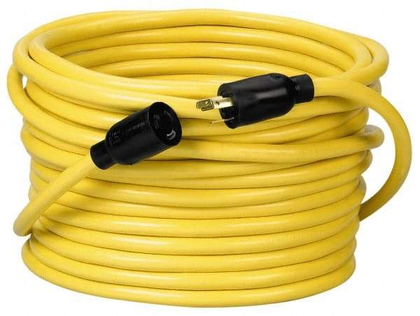 Southwire - 100', 12/3 Gauge/Conductors, Yellow Wet & Dry Location, Indoor & Outdoor Extension Cord - 1 Receptacle, 15 Amps, 125 VAC, UL STW, NEMA L5-20P, L5-20R - Makers Industrial Supply