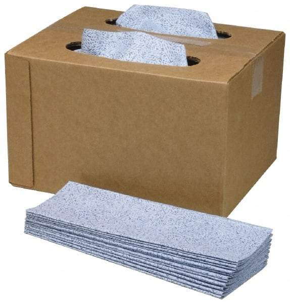 Ability One - Flat Fold Microfiber Wipes - Box, 16-1/2" x 11-1/2" Sheet Size, Blue - Makers Industrial Supply