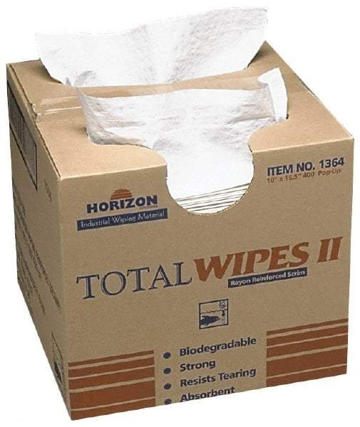 Ability One - Flat Fold Shop Towel/Industrial Wipes - 16-1/2" x 10" Sheet Size, White - Makers Industrial Supply