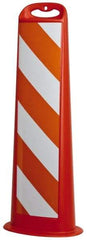 PRO-SAFE - 39" High x 8" Wide Reflective Vertical Panel - Plastic, 3.4 Lbs, White/Orange - Makers Industrial Supply