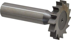 Made in USA - 1-1/4" Diam x 7/32" Face Width, High Speed Steel, 14 Teeth, Shank Connection Woodruff Keyseat Cutter - Uncoated, 2-7/32" OAL x 1/2" Shank, Straight Teeth, ANSI 710, Old Standard 20 - Makers Industrial Supply