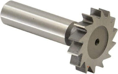 Made in USA - 1-1/4" Diam x 1/4" Face Width, High Speed Steel, 14 Teeth, Shank Connection Woodruff Keyseat Cutter - Uncoated, 2-1/4" OAL x 1/2" Shank, Straight Teeth, ANSI 810, Old Standard 21 - Makers Industrial Supply