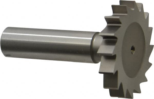 Made in USA - 1-1/2" Diam x 1/4" Face Width, High Speed Steel, 16 Teeth, Shank Connection Woodruff Keyseat Cutter - Uncoated, 2-1/4" OAL x 1/2" Shank, Straight Teeth, ANSI 812, Old Standard 24 - Makers Industrial Supply