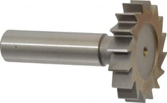 Made in USA - 1-1/2" Diam x 5/16" Face Width, High Speed Steel, 16 Teeth, Shank Connection Woodruff Keyseat Cutter - Uncoated, 2-5/16" OAL x 1/2" Shank, Straight Teeth, ANSI 1012, Old Standard 25 - Makers Industrial Supply