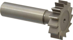 Made in USA - 1-1/4" Diam x 5/16" Face Width, High Speed Steel, 14 Teeth, Shank Connection Woodruff Keyseat Cutter - Uncoated, 2-5/16" OAL x 1/2" Shank, Straight Teeth, ANSI 1010, Old Standard D - Makers Industrial Supply