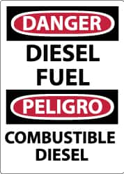 NMC - "Danger - Diesel Fuel", 20" Long x 14" Wide, Rigid Plastic Safety Sign - Rectangle, 0.05" Thick, Use for Hazardous Materials - Makers Industrial Supply