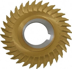 Made in USA - 3" Blade Diam x 1/16" Blade Thickness, 1" Hole, 32 Teeth, Cobalt Side Chip Saw - Straight Tooth, Arbor Connection, Right Hand Cut, TiN, with Keyway - Makers Industrial Supply