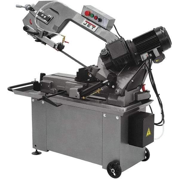 Jet - 8 x 14" Max Capacity, Manual Geared Head Horizontal Bandsaw - 135, 197 & 256 SFPM Blade Speed, 110/220 Volts, 45°, 1 hp, 1 Phase - Makers Industrial Supply