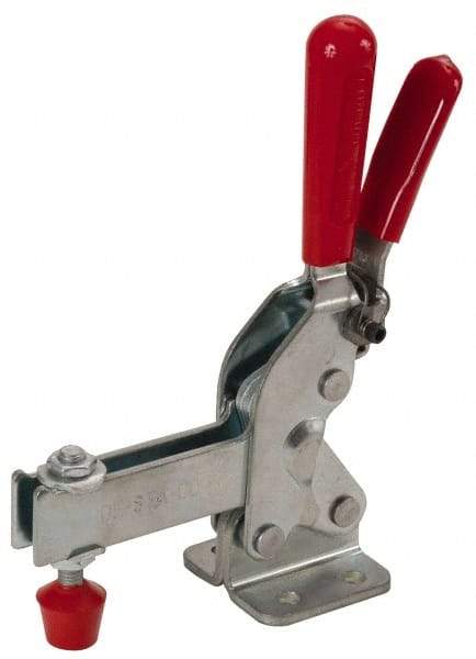 De-Sta-Co - 1,400 Lb Holding Capacity, Vertical Handle, Manual Hold Down Toggle Clamp - 66° Handle Movement, 78° Bar Opening, U-Bar, Flanged Base, Electro-Plated Zinc, Carbon Steel - Makers Industrial Supply