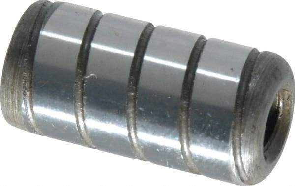 Jergens - 1/2" Diam x 1" Pin Length Alloy Steel Grooved Dowel Pin - C 47-58 & C 60-64 (Surface) Hardness, 1 Beveled & 1 Threaded End - Makers Industrial Supply