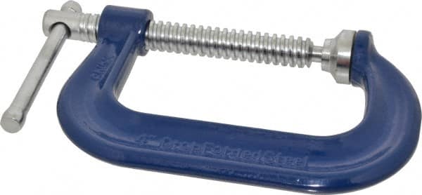 Gibraltar - Regular-Duty 4" Max Opening, 3-1/4" Throat Depth, Forged Steel Standard C-Clamp - 6,200 Lb Capacity, 0" Min Opening, Deep Throat - Makers Industrial Supply