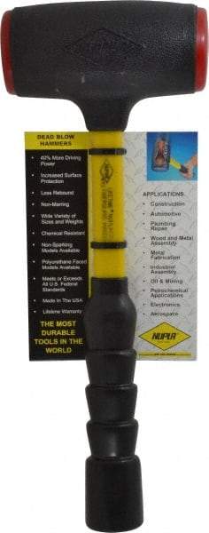 NUPLA - 48 oz Head 2-3/16" Face Diam Urethane Dead Blow Hammer - 14-5/16" OAL, Fiberglass Handle - Makers Industrial Supply