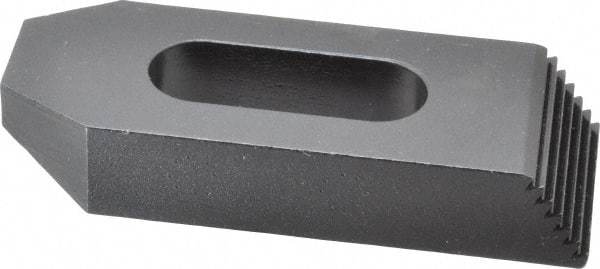 Gibraltar - 5/8" Stud, Steel, Serrated Strap Clamp - 1-3/16" Travel, 4" OAL x 1-1/2" Wide x 3/4" High, Black Oxide Finish, Tapered Nose - Makers Industrial Supply