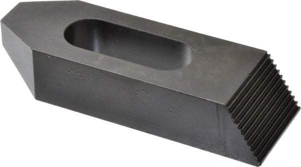 Gibraltar - 7/8, 1" Stud, Steel, Serrated Strap Clamp - 1-11/16" Travel, 6" OAL x 2" Wide x 1-1/4" High, Black Oxide Finish, Tapered Nose - Makers Industrial Supply