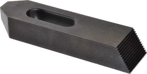 Gibraltar - 7/8, 1" Stud, Steel, Serrated Strap Clamp - 1-15/16" Travel, 8" OAL x 2" Wide x 1-3/8" High, Black Oxide Finish, Tapered Nose - Makers Industrial Supply