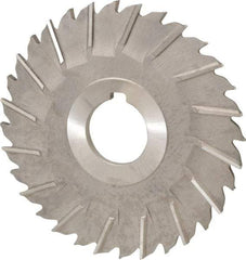 Made in USA - 4" Blade Diam x 5/32" Blade Thickness, 1" Hole, 32 Teeth, Cobalt Side Chip Saw - Staggered Tooth, Arbor Connection, Right Hand Cut, TiN, with Keyway - Makers Industrial Supply