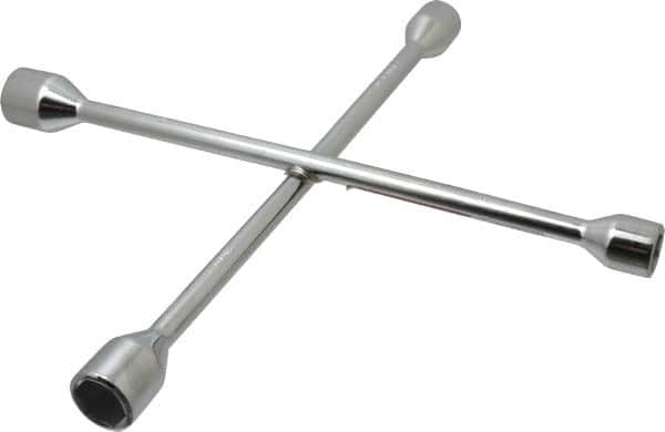 Omega Lift Equipment - 14" Long Cross Shaped Lug Nut Wrench Tire Iron - 17, 19, 21, 23mm - Makers Industrial Supply