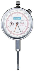 Fowler - 1" Range, 0-100, 0-200-0 Dial Reading, 0.001" Graduation Dial Drop Indicator - 2-1/4" Dial, 0.1" Range per Revolution, Revolution Counter - Makers Industrial Supply