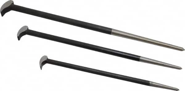 Value Collection - 3 Piece Rolling Head Pry Bar Set - 5/8" Head Width, Includes 12, 16 & 20" Lengths - Makers Industrial Supply