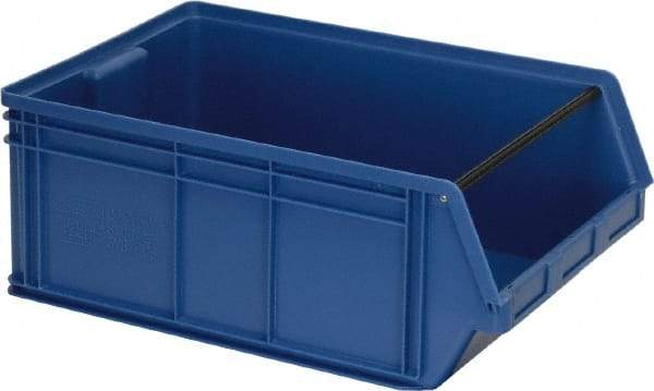 Quantum Storage - 140 Lb. Load Capacity, 29" Deep, Blue Polyethylene Hopper Stacking Bin - 11-7/8" High x 18-3/8" Wide x 29" Long - Makers Industrial Supply