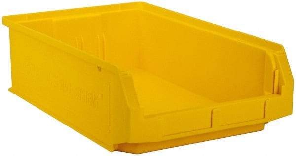 Quantum Storage - 80 Lb. Load Capacity, 19-3/4" Deep, Yellow Polyethylene Hopper Stacking Bin - 5-7/8" High x 12-3/8" Wide x 19-3/4" Long - Makers Industrial Supply