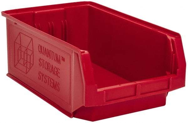 Quantum Storage - 90 Lb. Load Capacity, 19-3/4" Deep, Red Polyethylene Hopper Stacking Bin - 7-7/8" High x 12-3/8" Wide x 19-3/4" Long - Makers Industrial Supply