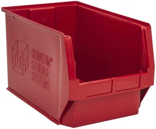 Quantum Storage - 100 Lb. Load Capacity, 19-3/4" Deep, Red Polyethylene Hopper Stacking Bin - 11-7/8" High x 12-3/8" Wide x 19-3/4" Long - Makers Industrial Supply