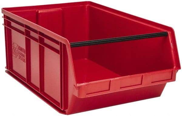 Quantum Storage - 140 Lb. Load Capacity, 29" Deep, Red Polyethylene Hopper Stacking Bin - 11-7/8" High x 18-3/8" Wide x 29" Long - Makers Industrial Supply