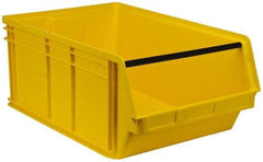 Quantum Storage - 140 Lb. Load Capacity, 29" Deep, Yellow Polyethylene Hopper Stacking Bin - 11-7/8" High x 18-3/8" Wide x 29" Long - Makers Industrial Supply