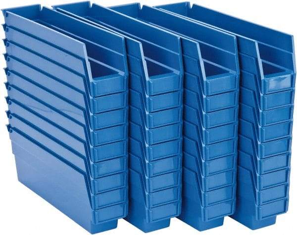 Quantum Storage - 50 Lb. Load Capacity, 11-5/8" Deep, Blue Polypropylene Hopper Shelf Bin - 4" High x 2-3/4" Wide x 11-5/8" Long - Makers Industrial Supply