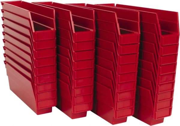 Quantum Storage - 50 Lb. Load Capacity, 11-5/8" Deep, Red Polypropylene Hopper Shelf Bin - 4" High x 2-3/4" Wide x 11-5/8" Long - Makers Industrial Supply