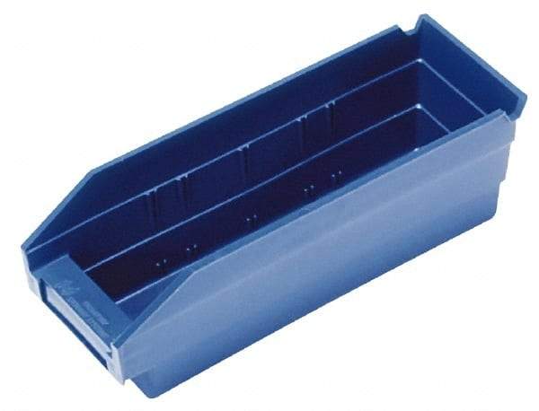 Quantum Storage - 50 Lb. Load Capacity, 17-7/8" Deep, Blue Polypropylene Hopper Shelf Bin - 4" High x 4-1/8" Wide x 17-7/8" Long - Makers Industrial Supply