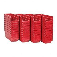 Quantum Storage - 50 Lb. Load Capacity, 11-5/8" Deep, Red Polypropylene Hopper Shelf Bin - 4" High x 4-1/8" Wide x 11-5/8" Long - Makers Industrial Supply